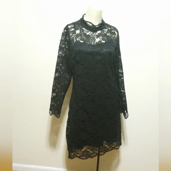 Hope & Harlow | Dresses | Hope Harlow Lace High Neck Long Sleeve 2 |  Poshmark